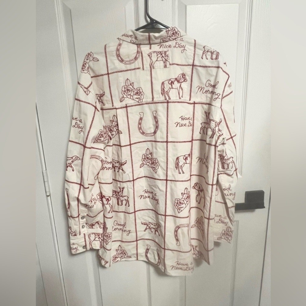 Free People  We The Free Have A Nice Day western equestrian blouse Top RARE - Picture 4 of 5